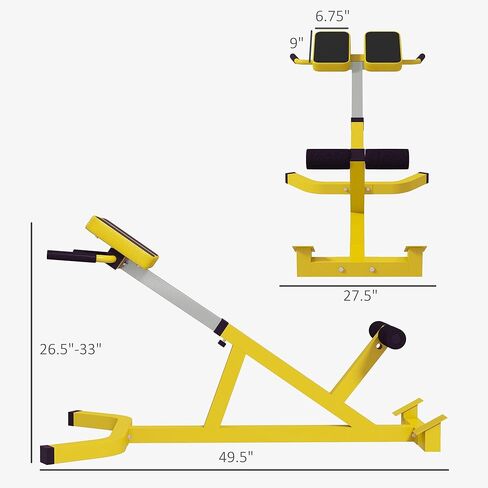 Soozier Roman Chair Back Extension Machine, Height Adjustable Hyperextension Bench with Dip Bars, Multi-Functional for Back, Core, Arms and Whole-Body Training in Saudi Arabia