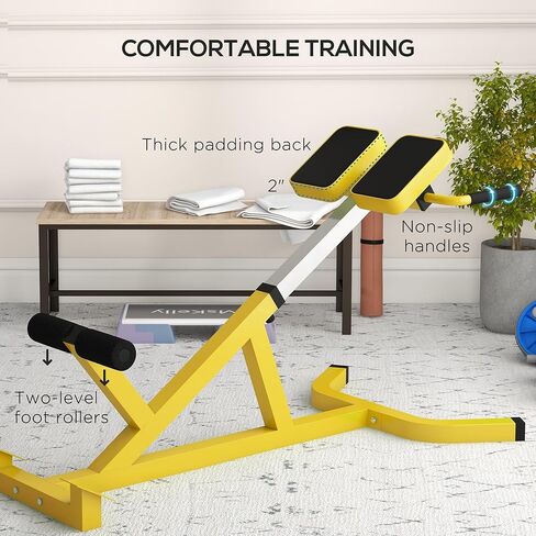 Soozier Roman Chair Back Extension Machine, Height Adjustable Hyperextension Bench with Dip Bars, Multi-Functional for Back, Core, Arms and Whole-Body Training in Saudi Arabia
