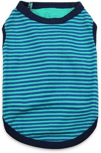 DroolingDog Dog T Shirts Striped Dog Clothes Puppy Cotton Breathable Vest, Small, Pack of 2 in Saudi Arabia