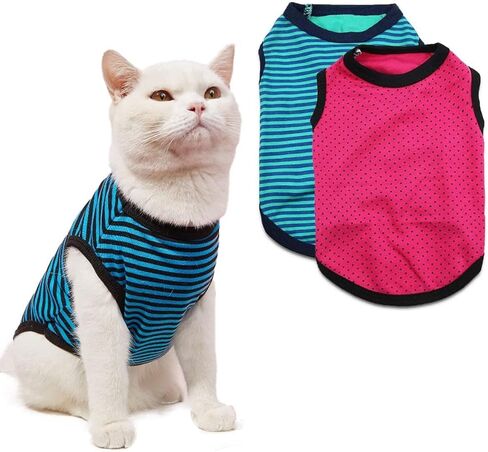 DroolingDog Dog T Shirts Striped Dog Clothes Puppy Cotton Breathable Vest, Small, Pack of 2 in Saudi Arabia