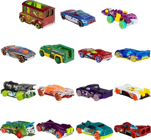 Hot Wheels Toy Cars, Bundle of 15 1:64 Scale Vehicles with 3 Themes: HW City, X-Raycers & Track Pack (Amazon Exclusive) in Saudi Arabia