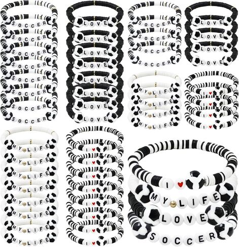 48 قطعة من الأساور الرياضية الساحرة، هدايا لاعب كرة السلة اللينة لكرة القدم، كرة مطرزة، أساور من الطين قابلة للتعديل، لوازم الهدايا الرياضية للبالغين في سن المراهقة in Kuwait