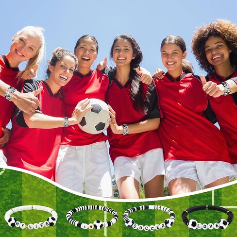 48 قطعة من الأساور الرياضية الساحرة، هدايا لاعب كرة السلة اللينة لكرة القدم، كرة مطرزة، أساور من الطين قابلة للتعديل، لوازم الهدايا الرياضية للبالغين في سن المراهقة in Kuwait