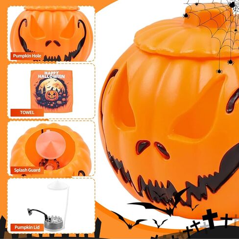 Halloween Pumpkin Bucket with Mist Maker, Fog Machine Atomiser Humidifier with 12 LED Lights and Towel,Water Pond Mist Maker for Easter Holiday Home Outdoor Party Decorations in Saudi Arabia