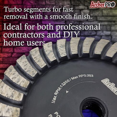 عجلة طحن ماسية من آرتشر برو توربو 4 بوصة، عجلة طحن لطحن الحجر. للاستخدام على مطحنة الزوايا. حبيبات خشنة 4 بوصة × 5/8 بوصة -11 حبيبة دقيقة in Kuwait