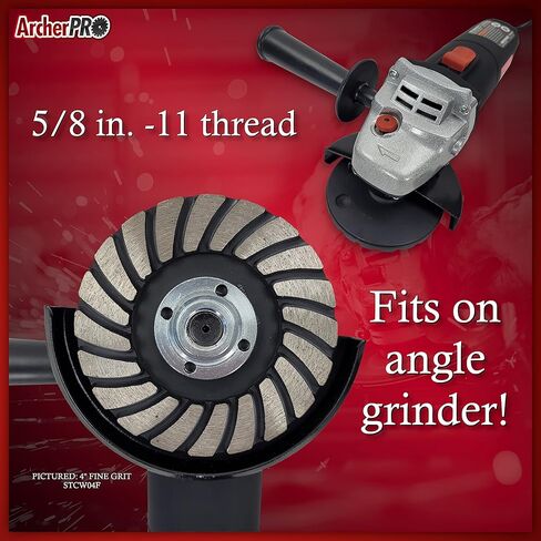 عجلة طحن ماسية من آرتشر برو توربو 4 بوصة، عجلة طحن لطحن الحجر. للاستخدام على مطحنة الزوايا. حبيبات خشنة 4 بوصة × 5/8 بوصة -11 حبيبة دقيقة in Kuwait