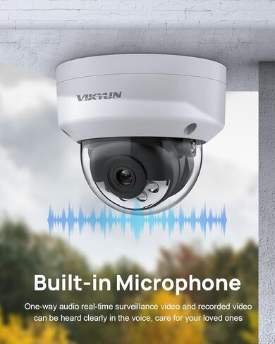 كاميرا VIKYLIN 4K PoE 8MP IP مع صوت/ميكروفون، رؤية ليلية ذكية مزدوجة الألوان كاملة الألوان 98 قدمًا، اكتشاف الإنسان/المركبة بالذكاء الاصطناعي، ON-VIF، H265+، IP67، 120 ديسيبل WDR، MicroSD(512G) in Kuwait