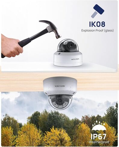 كاميرا VIKYLIN 4K PoE 8MP IP مع صوت/ميكروفون، رؤية ليلية ذكية مزدوجة الألوان كاملة الألوان 98 قدمًا، اكتشاف الإنسان/المركبة بالذكاء الاصطناعي، ON-VIF، H265+، IP67، 120 ديسيبل WDR، MicroSD(512G) in Kuwait