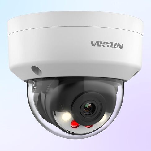 كاميرا VIKYLIN 4K PoE 8MP IP مع صوت/ميكروفون، رؤية ليلية ذكية مزدوجة الألوان كاملة الألوان 98 قدمًا، اكتشاف الإنسان/المركبة بالذكاء الاصطناعي، ON-VIF، H265+، IP67، 120 ديسيبل WDR، MicroSD(512G) in Kuwait