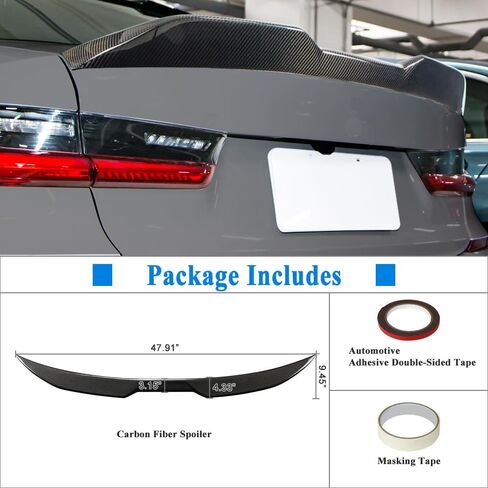 Real Carbon Fiber Spoiler Compatible with BMW 3 Series G20 Sedan G80 M3 Trunk Spoiler 2019-2024 (CS Type) in Saudi Arabia