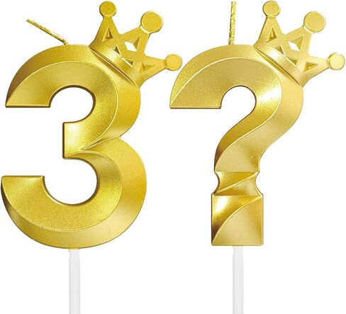Thirties Birthday Candles for Cake - Number 3 & ? Crown Candles Add Mystery to Your Celebrations (White-3D-Crown-3?, 3D-Crown) in Saudi Arabia