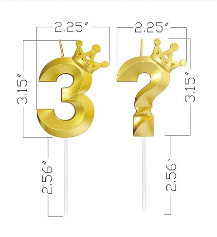 Thirties Birthday Candles for Cake - Number 3 & ? Crown Candles Add Mystery to Your Celebrations (White-3D-Crown-3?, 3D-Crown) in Saudi Arabia