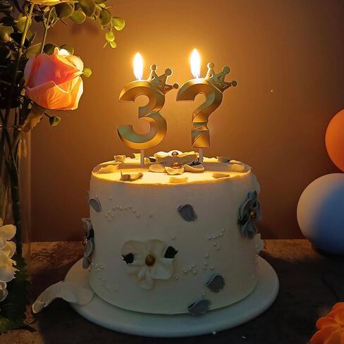 Thirties Birthday Candles for Cake - Number 3 & ? Crown Candles Add Mystery to Your Celebrations (White-3D-Crown-3?, 3D-Crown) in Saudi Arabia