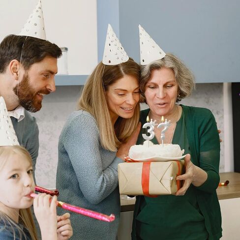 Thirties Birthday Candles for Cake - Number 3 & ? Crown Candles Add Mystery to Your Celebrations (White-3D-Crown-3?, 3D-Crown) in Saudi Arabia