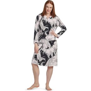 Miss Elaine Silkyknit Long Nightgown - V-Neckline, Long Sleeves, Soft Fabric, Women’s Sleepwear & Loungewear