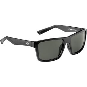 Flying Fisherman Swirl Polarized Square Sunglasses, Matte Black Frame/Smoke Lens, Medium
