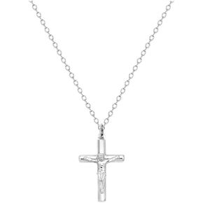 Ritastephens Sterling Silver Polished Italian Crucifix Cross Charm Pendant Necklace