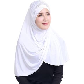 NICEYST Women Instant Hijab Muslim Solid Color Rhinestone One-Piece Headscarf Islamic Head Wrap Turban Cap Scarves