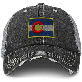 Custom Distressed Trucker Hat Colorado Flag State Embroidery for Men & Women