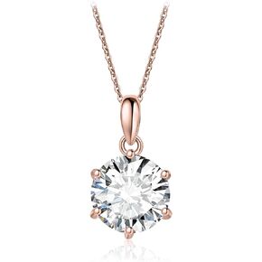 JewelryPalace Round 1ct 2ct 3ct Cubic Zirconia Solitaire Pendant Necklace for Women, 925 Sterling Silver 14k White Gold Plated Necklaces for Her, Classic Simulated Diamond Jewelry Set, 18 Inches chain
