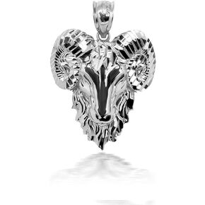 Animal Kingdom 14k Gold Aries Zodiac Sign Ram Head Necklace Pendant