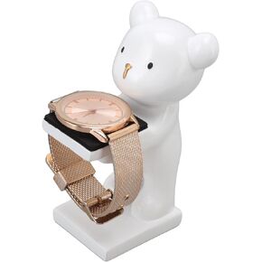 Watch Stand, Bear Watch Display Stand, Material, Cute Watch Storage Stand, Handmade, Three Dimensional Modern Style, for Bracelets, Rings, Necklaces(White)