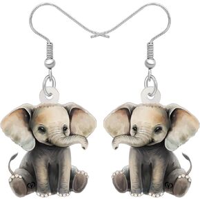 Acrylic Cute Elephant Earrings Dangle Jewelry Anime Novelty Gifts for Women Girls Charms Accessories
