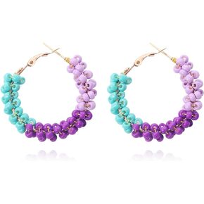 RCHENGYANUIMA Boho Handmade Colorful Beaded Circle Hoop Earrings Jewelry for Women Girls Daily Wear Gifts