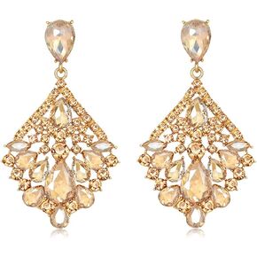 Meztole Rhinestone Statement Earrings Vintage Fancy Cluster Crystal Drop Dangle Earring Glitter Chandelier Earrings for Women Girls Bridesmaid Wedding Jewelry Accessories