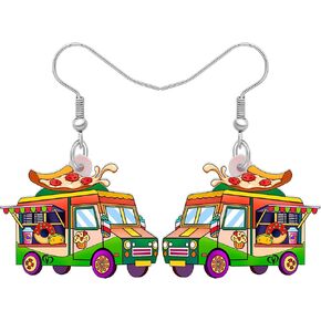Acrylic Funny Heart Donuts Car Earrings Food Truck Dangle Novelty Gifts for Women Girls Charms Jewelry in Kuwait