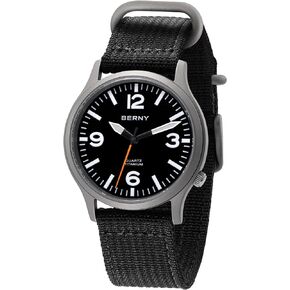 BERNY Titanium Watch for Men Japanese Sweep Second Quartz Movement VH31 5ATM Waterproof Analog Quartz Watch Super Luminous Sapphire Glass
