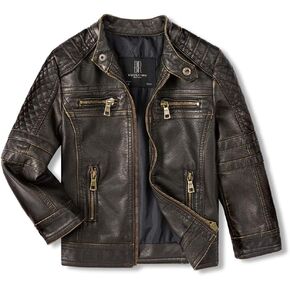 سترات للأولاد من الجلد الصناعي وسترات الدراجات النارية للفتيات الصغيرات ومعاطف الأطفال مقاومة للماء والرياح in Kuwait