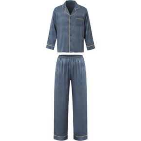 طقم بيجامات رجالي بأكمام طويلة من الحرير خفيف الوزن in Kuwait