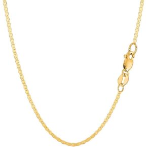 The Diamond Deal Unisex 10k SOLID Yellow Gold 1.7mm Shiny Mens Mariner-Link Chain Necklace or Bracelet Bangle for Pendants and Charms with Lobster-Claw Clasp (7", 10", 16", 18" 20" or 24 inch)