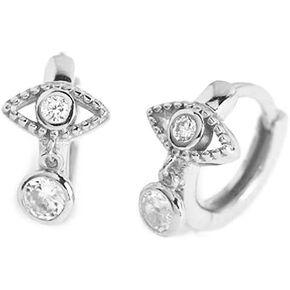 Bezel Evil Eye CZ Small Mini Hoop Earrings for Women Teen Girls Cartilage Sensitive Ear S925 Sterling Silver Tiny Dangle Dainty Personalized Sleeper Hinged Huggie Hoops Tragus Gifts Bff