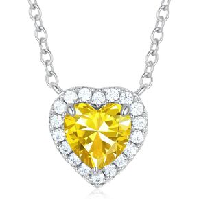 925 Sterling Silver Birthstone Round Solitaire Pendant Dainty Halo Necklaces for Women, Anniversary Valentine's Day Birthday Mother's Jewelry Gifts for Girls Women Wife Mom Girlfriend