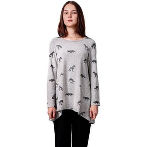 LaVieLente Fashion Printed Pattern Womens Tunic Tops Casual Soft Long Sleeve Loose-Fitting Oversized Shirts Hi-Lo Hem in Saudi Arabia