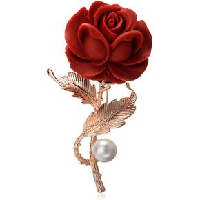 Gold Plated Red Rose Brooches and Pins Lover Valentine's Day Gifts