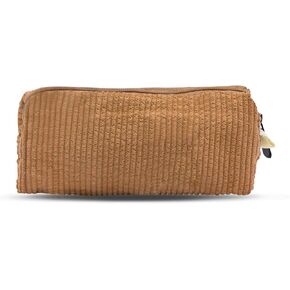 Boobeen Cosmetic Bag for Women, Corduroy Makeup Bag Travel Make Up Organizer Tool Pouch Small Makeup Bag for Purse, Zipper Portable Storage Bag, Cute Makeup Pouch Toiletry Bag for Girls, Apricot color
