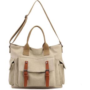 Canvas Messenger Bag Vintage Crossbody Shoulder Hobo Bag with Pockets Unisex Medium Size Tote Purse in Kuwait