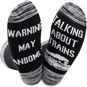 2PAIRS Warning May Randomly Talking About Trains Locomotive Train Rail Transport Socks Train Lover Gift