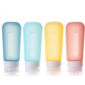 Travel Size Toiletries, Tsa Approved Translucent Travel Size Containers, 3oz BPA Free Leak Proof Squeezable Silicone Travel Bottles, Portable Travel Essentials for Shampoo Conditioner Lotion (Apricot)