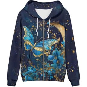Hinthetall Women's Zip Up Long Sleeve Oversized Drawstring Hoodie Hooded Sweatshirt Pullover Top with Pockets in Kuwait