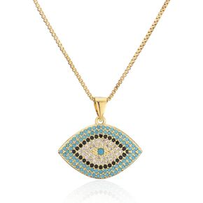 cmoonry 18K Gold Plated Evil Eye Necklace For Women Men Lucky CZ Zircon Party Jewelry Gift