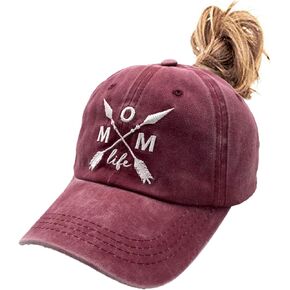 قبعة LOKIDVE Mom Life Arrow على شكل ذيل حصان، قبعة بيسبول متوترة ذات كعكة عالية in Kuwait