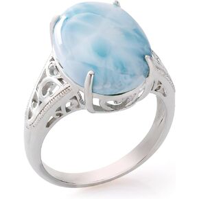 Stauer - Women's Sea of Love Larimar Ring, 7 1/2 carats Oval cut Larimar