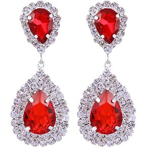 mecresh Clear/Gold Teardrop Austrian Crystal Bridal Dangle Earring