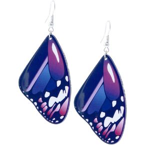 Cute Colorful Butterfly Wing Dangle Earring for Women Teal Purple Monarch