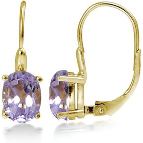 Yellow Gold Flashed Sterling Silver Genuine, Created and Simulated 8x6mm Oval Leverback Earrings in Kuwait
