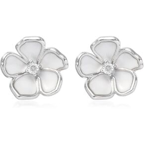 Shop LC 925 Sterling Silver Platinum Plated Round Diamond Flower Stud Solitaire Earrings Fashion April Birthstone Jewelry Gifts for Women in Kuwait